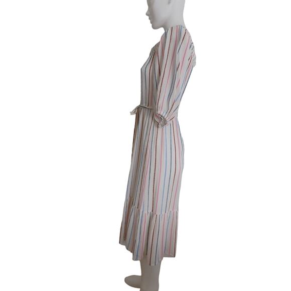 Harlow & Rose dress on or off shoulders 3/4 sleeve size Large striped boho midi - Picture 3 of 8